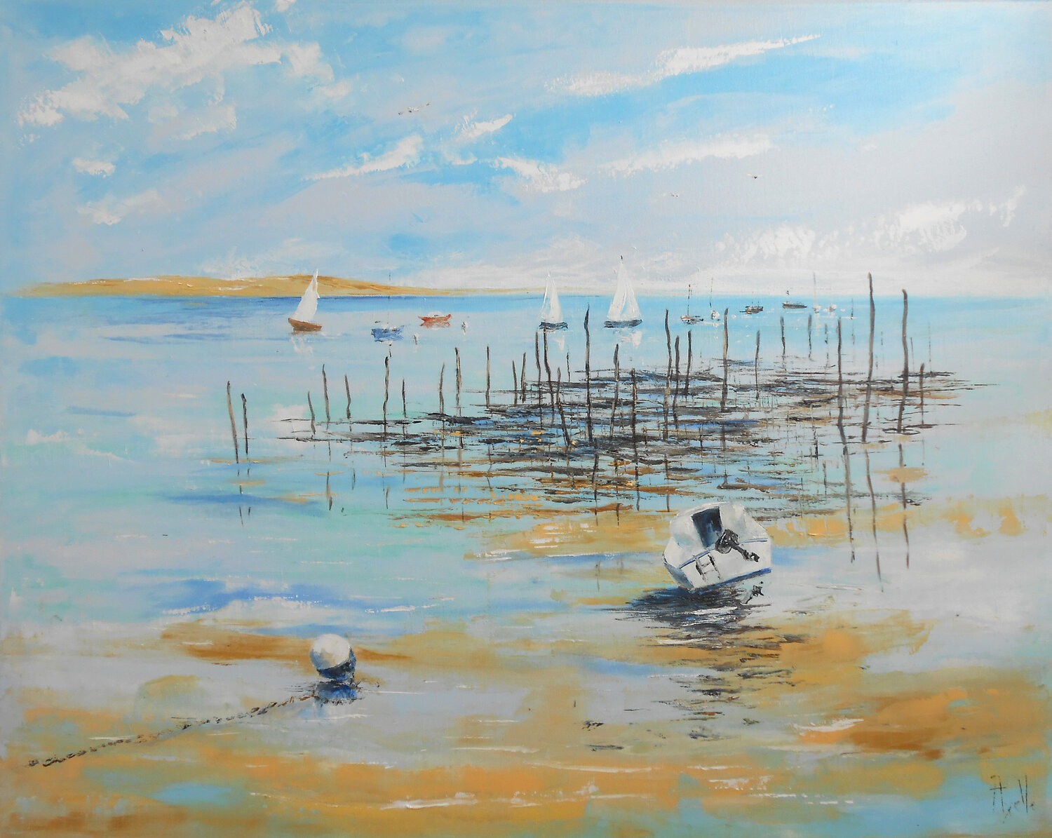 Marée descendante sur les parcs à huîtres au Bassin d'Arcachon