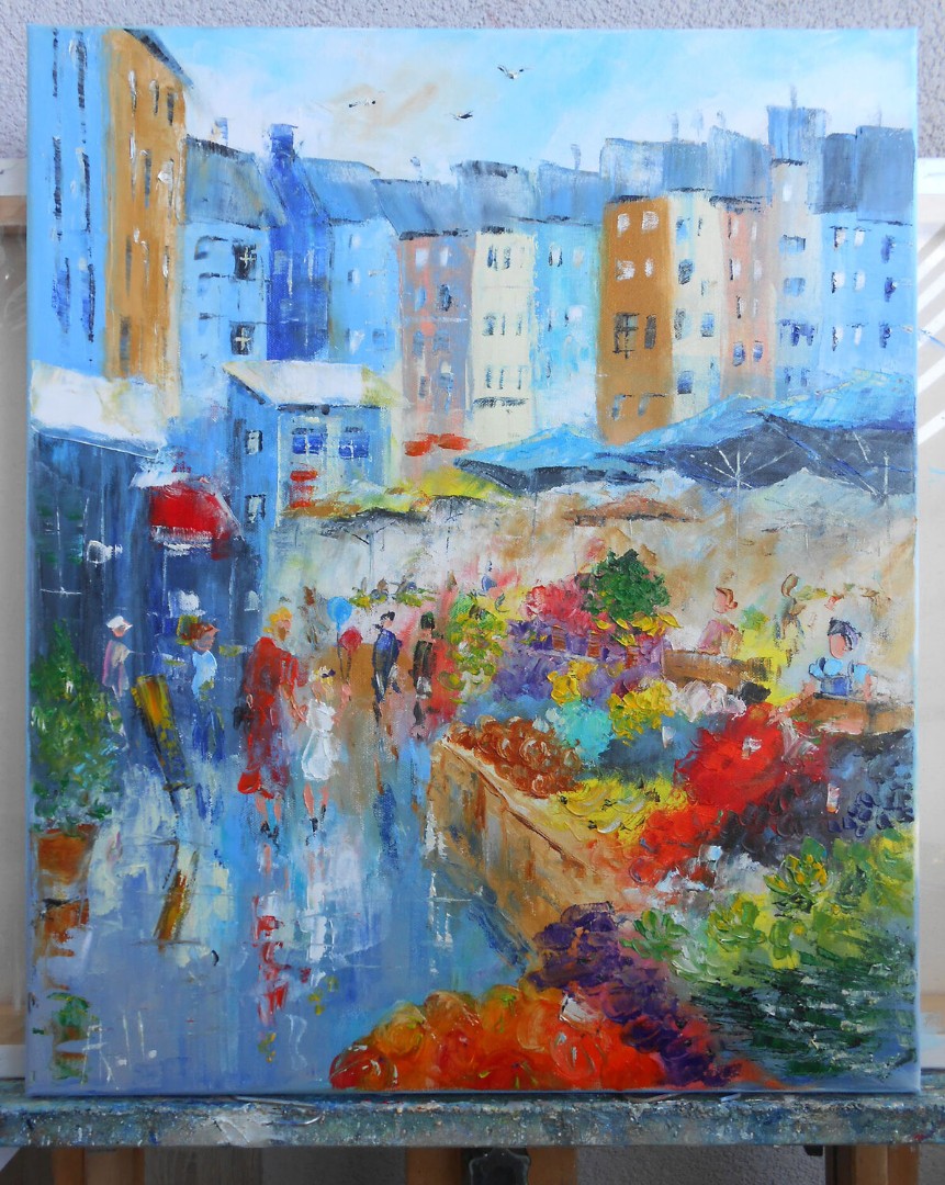 Jour de marché à Honfleur en situation