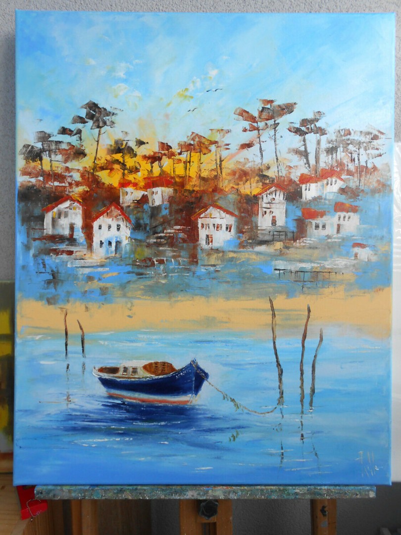 Village du Cap Ferret au coucher du Soleil en situation