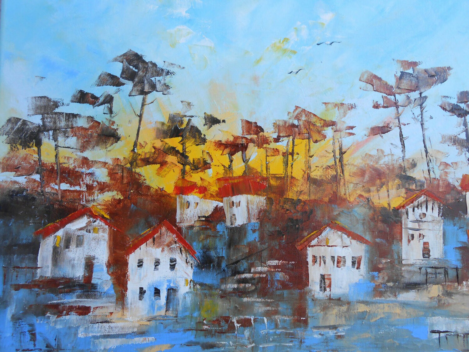 Village du Cap Ferret au coucher du Soleil détail 1