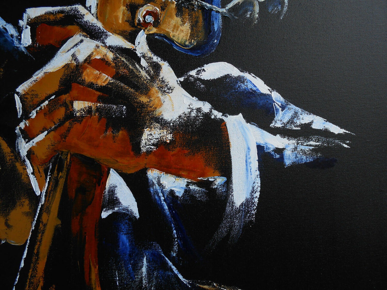 Le Contrebassiste de Jazz gros plan