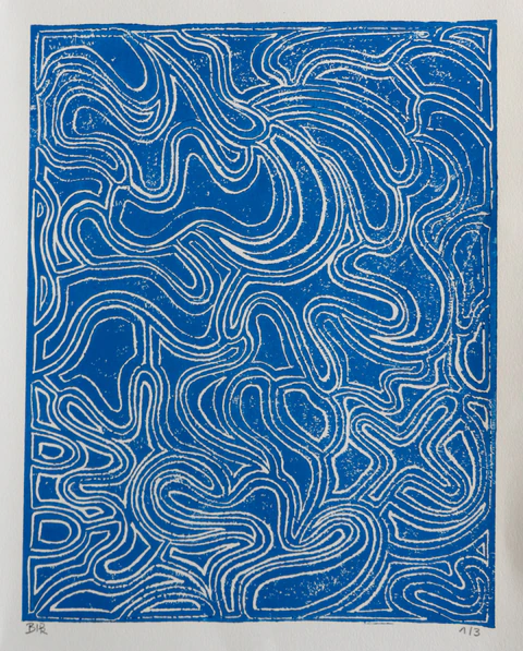 Supernova Linogravure bleue