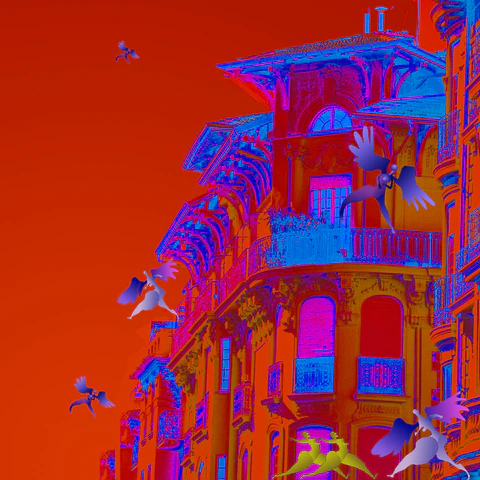 anges bleus ciel rouge
