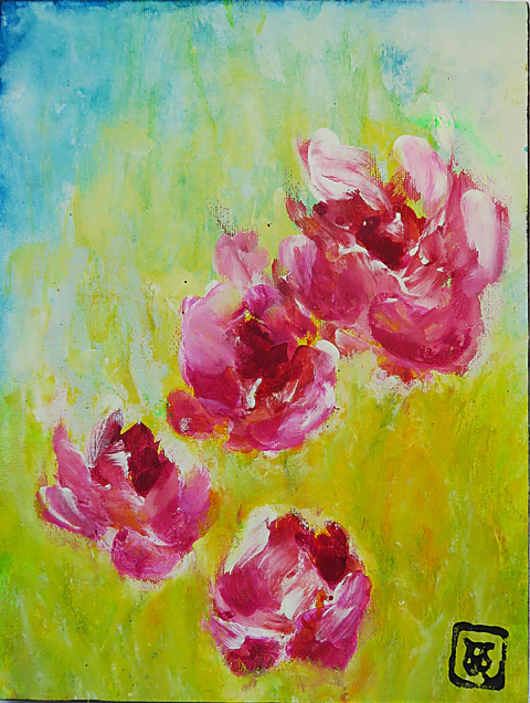 4 fleurs roses
