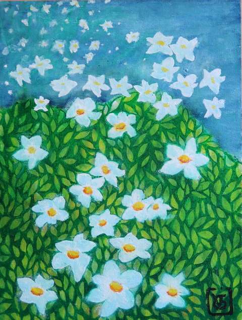 Envol de fleurs blanches