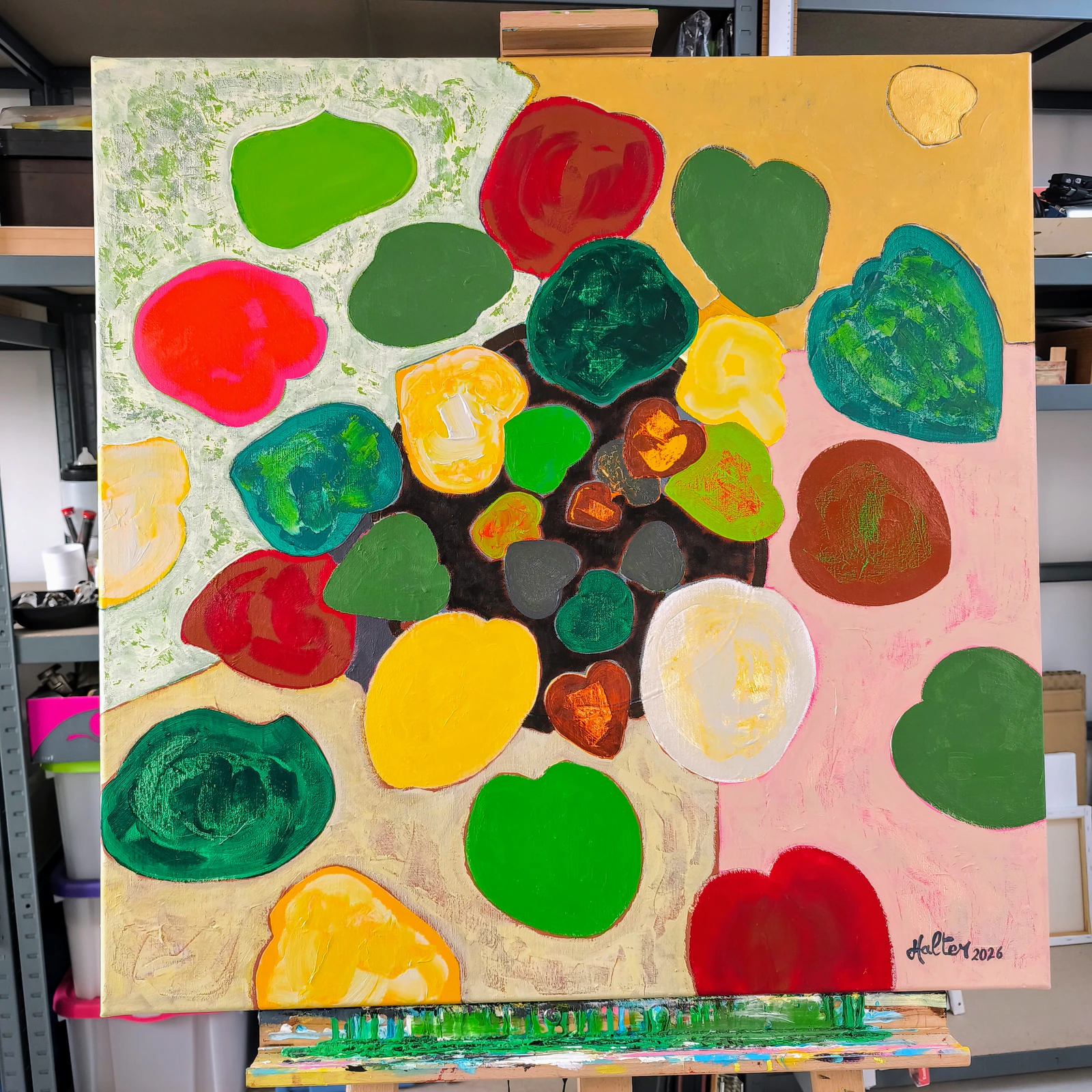 "Plante en pot vue de dessus" en atelier