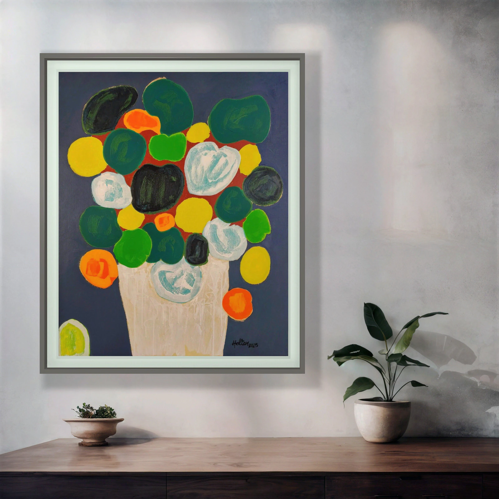 "Plante à monnaie de Chine, acrylique" en situation