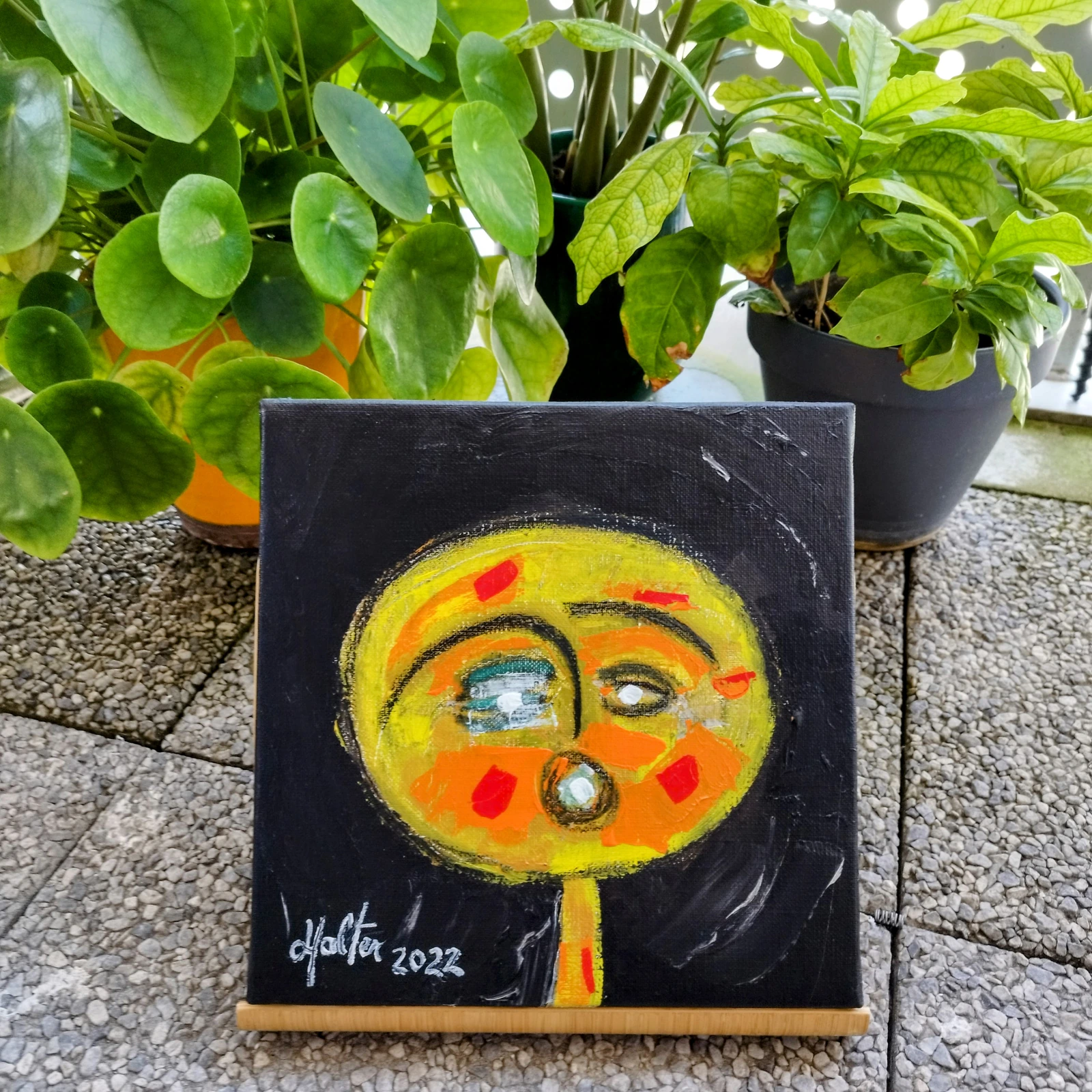 "Photophore orange" en extérieur