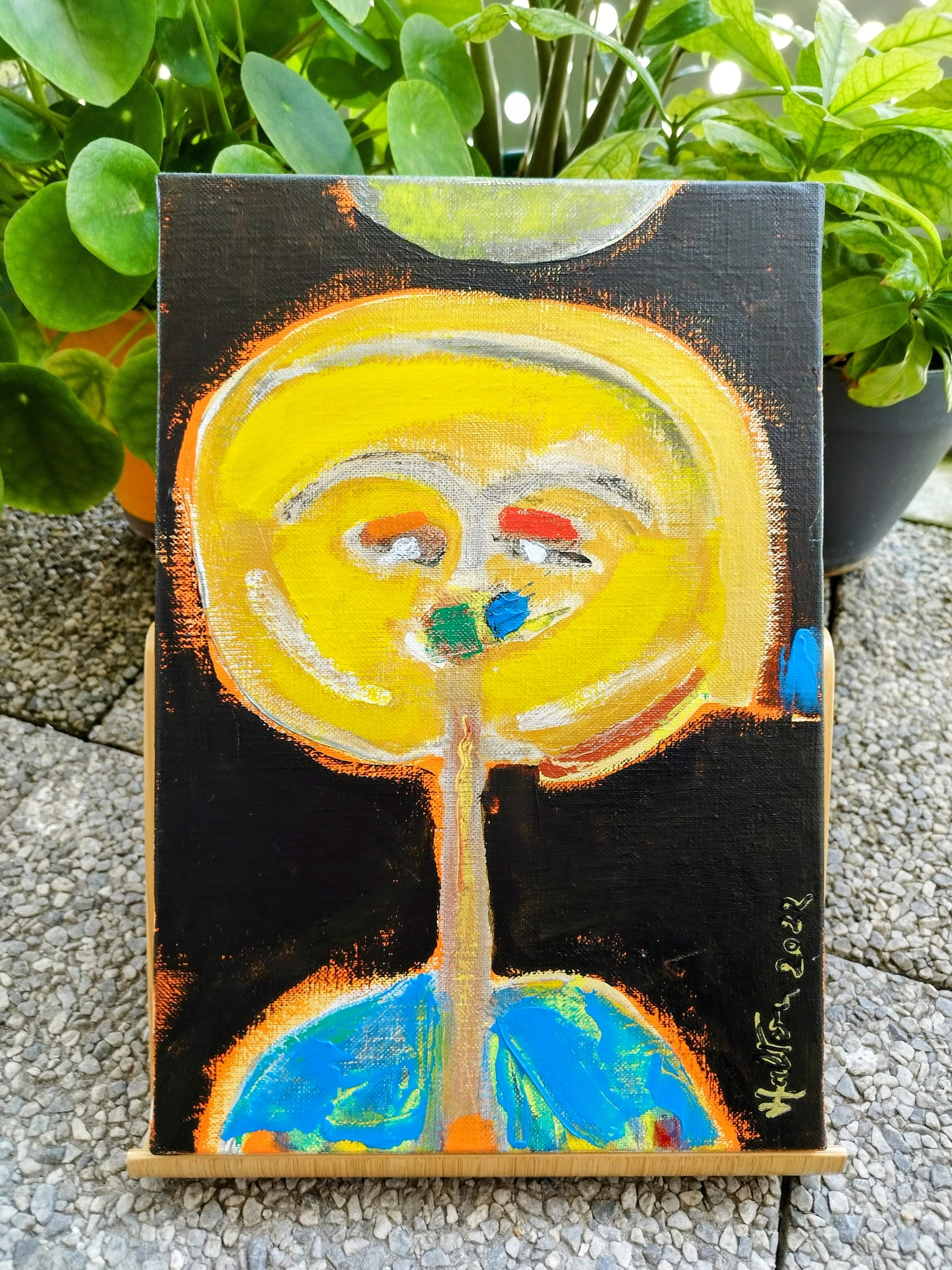 "Photophore jaune" en extérieur