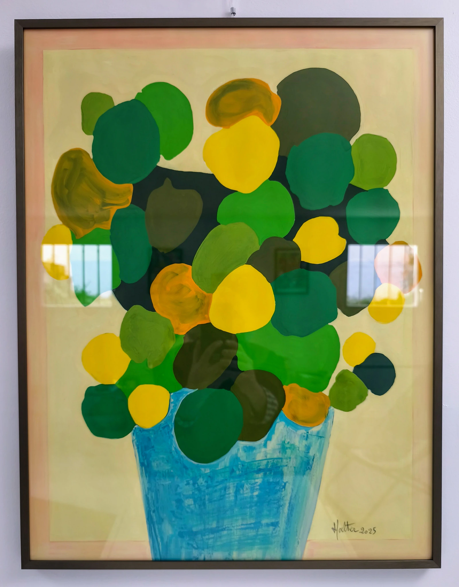 "Plante à monnaie de Chine, gouache" encadrée