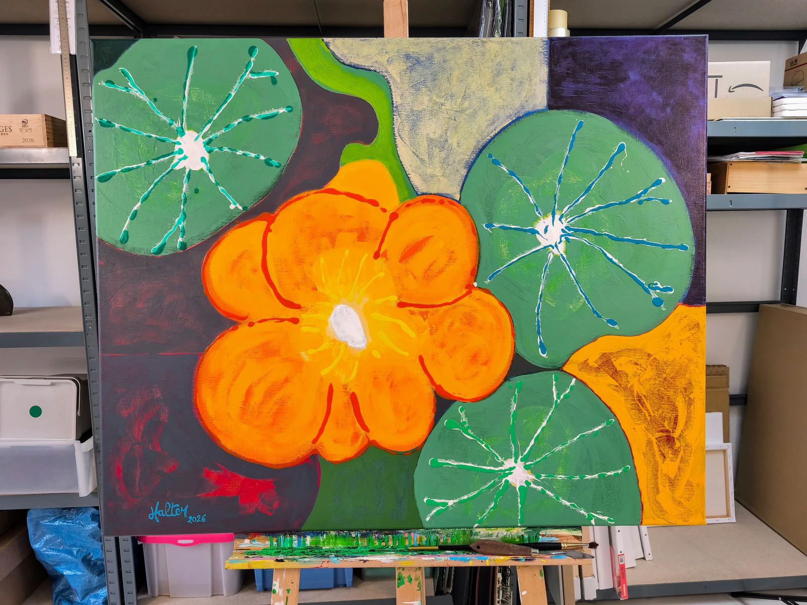 "Une fleur et trois feuilles de capucine" en atelier