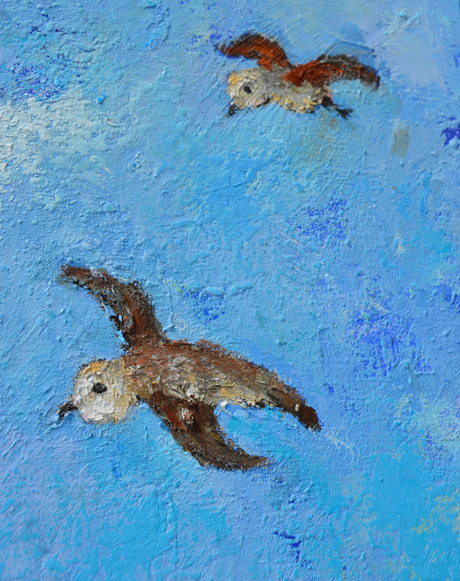 Dame aux oiseaux dans le bleu du ciel - Thumbnail 2