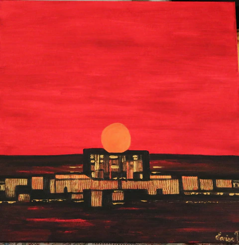 Lumières de la ville au soleil couchant