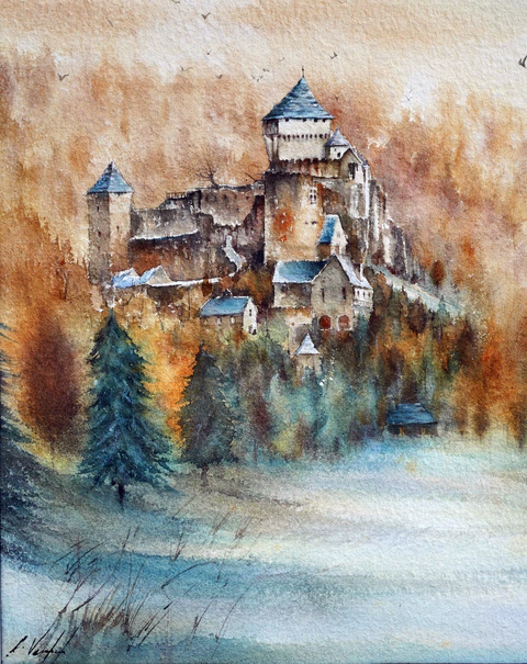 Castel of Castelnaud in winter