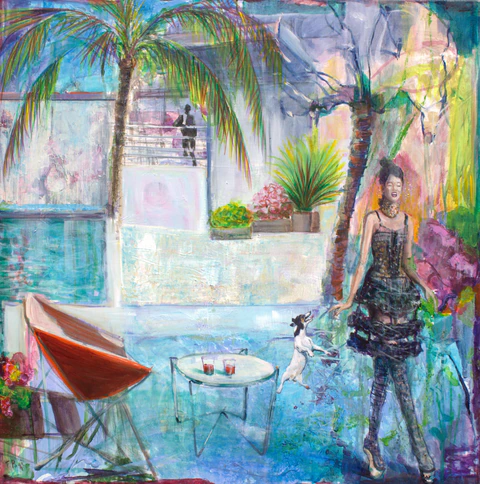 Hana aimait me présenter ses nouvelles collections, nos éclats de rire avaient réveillé l’attention de Ronaldo perché sur son balcon, il nous avait à l’œil . Méfiance !