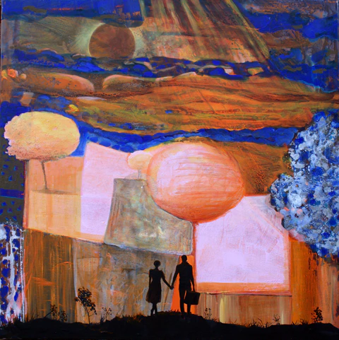 Éclipse. Après des jours de marche Simon et Sarah arrivèrent au bout du chemin. Le spectacle était indicible; dans sa main endormie dans la sienne, luisait précieuse la pierre amoureuse.