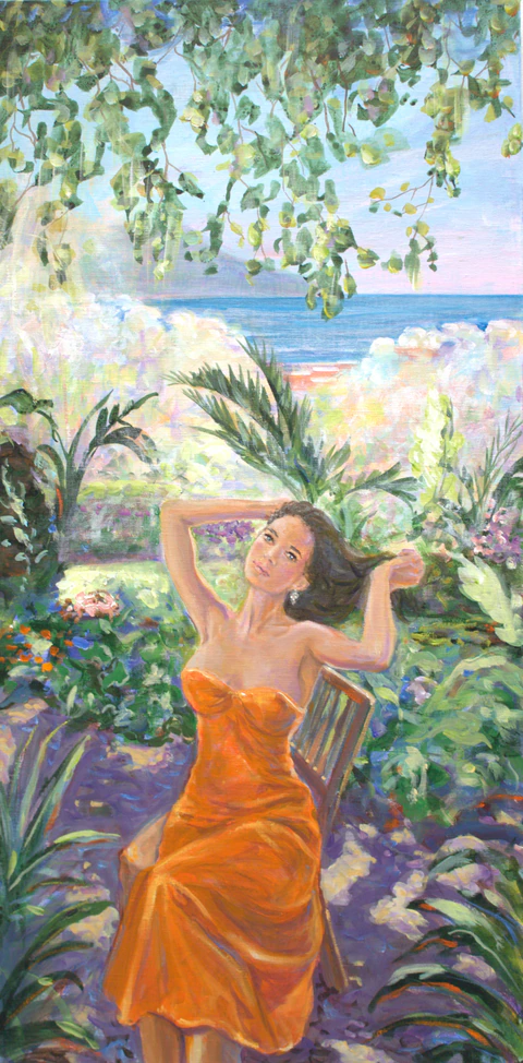 L'instant où Isabella me dit: Finissez-en avec votre pochade! N'avez-vous pas envie de vous divertir? la plage c'est formidable.