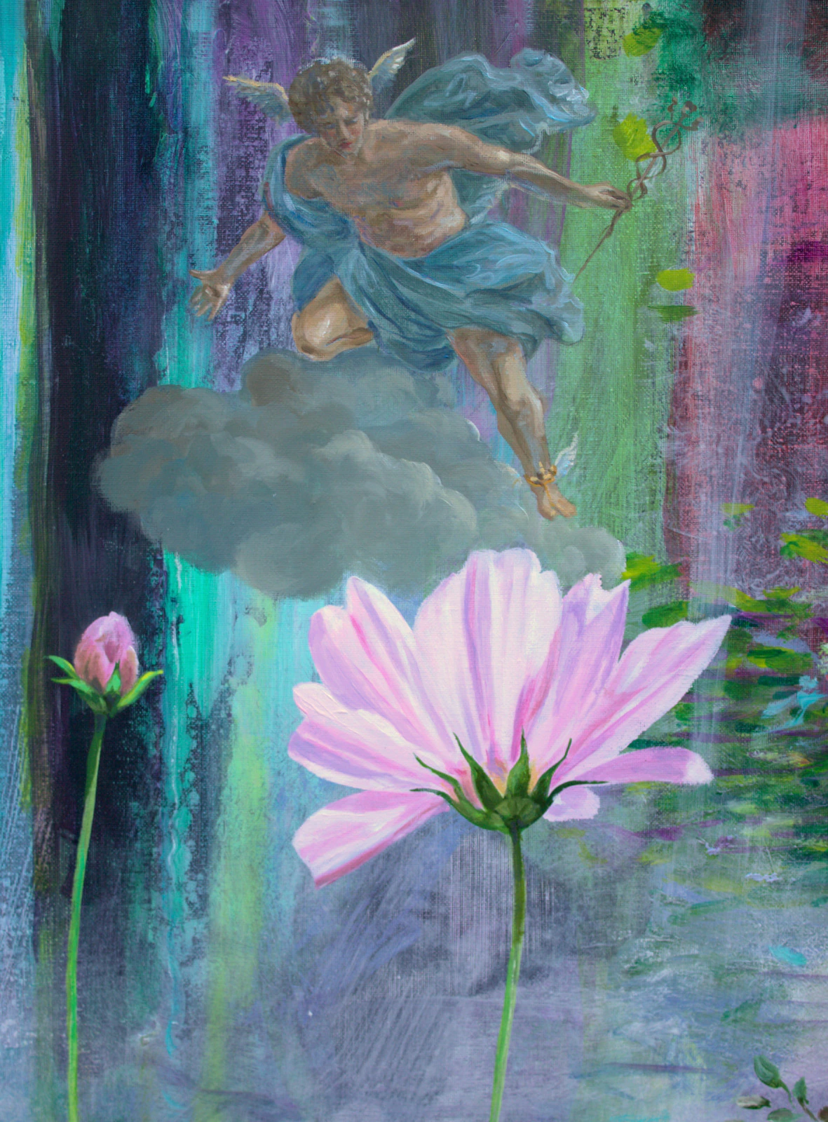 Hermès intervenant après la tempête dans le jardin de Flore, pour faire renaître aussitôt les fleurs. - Thumbnail 2