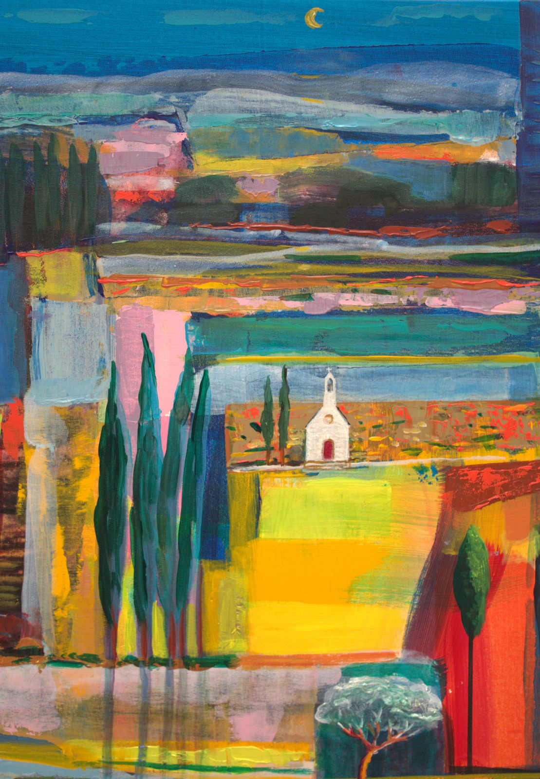 La nuit tombait sur le paysage, la chapelle joyeuse hébergeait les chemins célestes, quelques parcelles veilleraient jusqu’à l’aube. - Thumbnail 2