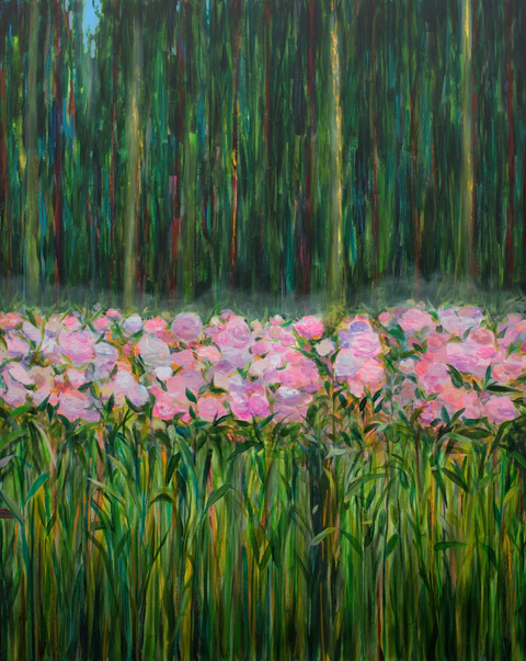 Tu m'avais donné rendez-vous derrière le jardin du presbytère, la futaie s’élevait comme un rideau au dessus des fleurs heureuses de danser dans le vent frais. Mon cœur tentait d'exister comme ce petit pan de ciel bleu qui apparaissait dans le déchirure de la frondaison.