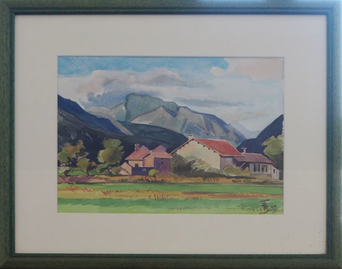 Maisons dans une vallée près de Montmaur, Hautes-Alpes
