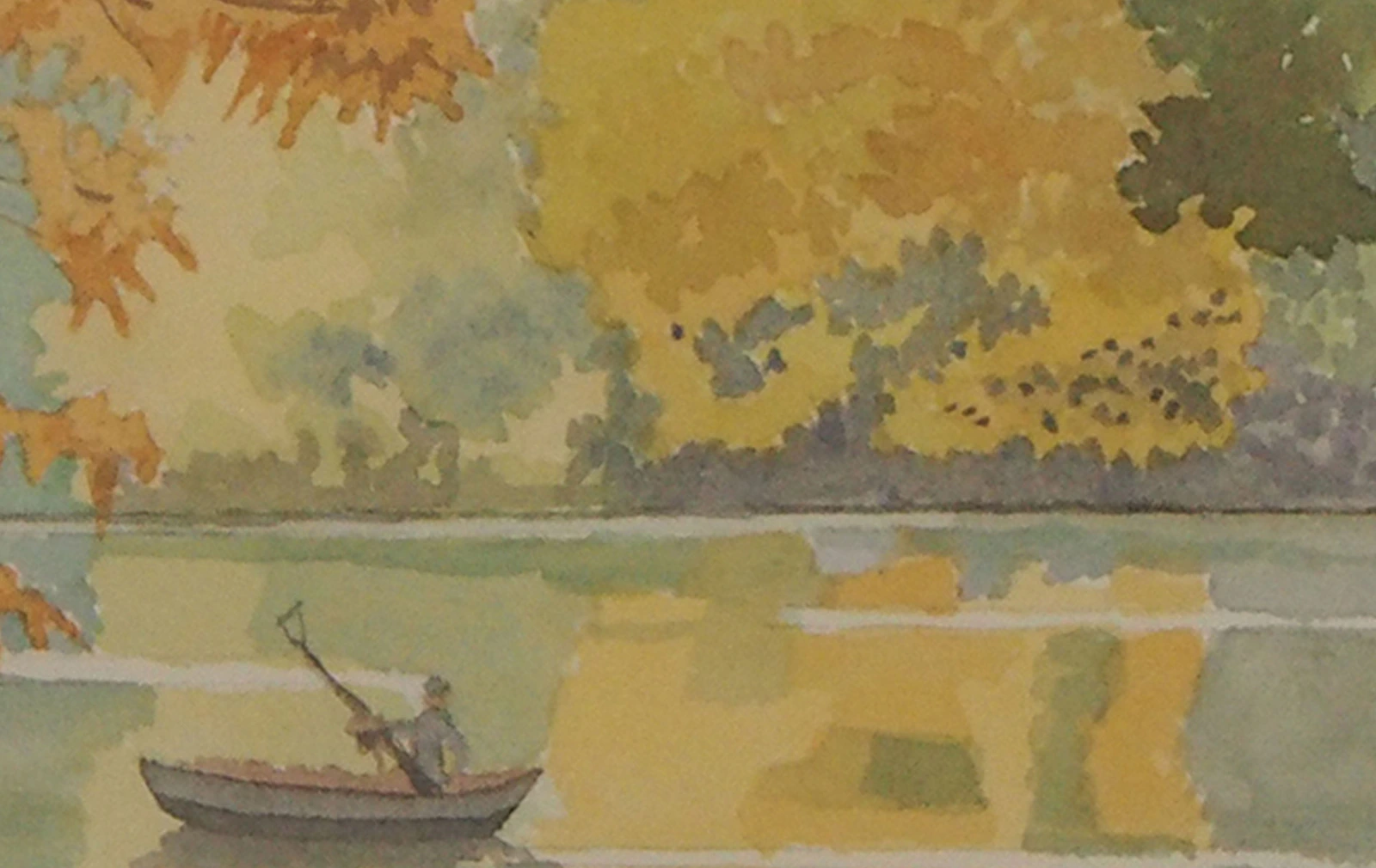 Barque sur un étang en automne - Thumbnail 2