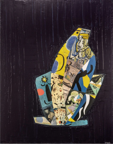 Woman Squatting in a Blue Landscapee