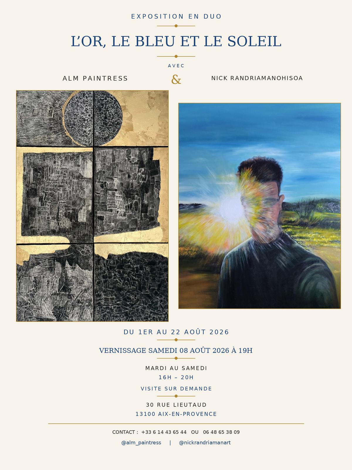 L'or, le bleu et le soleil, exposition en duo sur Aix-en-provence